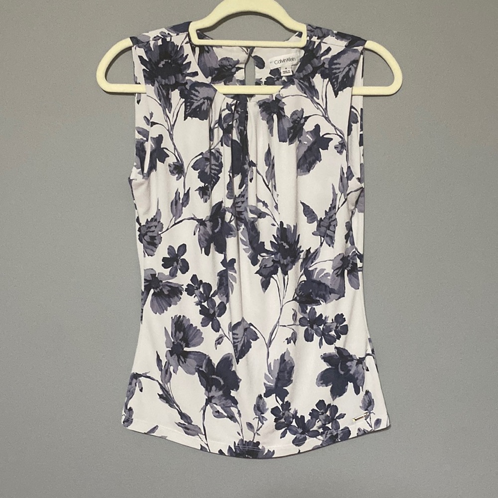 Calvin Klein blue floral blouse